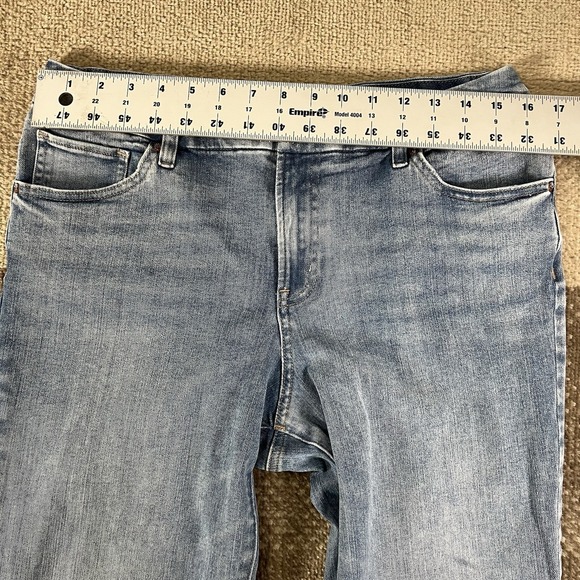 Express Jeans Womens 31X28.5 Flare Mid Rise Dark Wash Denim Stretch 70s Fray - Picture 4 of 7